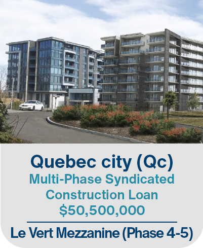Quebec City (Qc), Multi-Phase Syndicated Construction Loan $50,500,000. Le Vert Mezzanine (Phase 4-5)