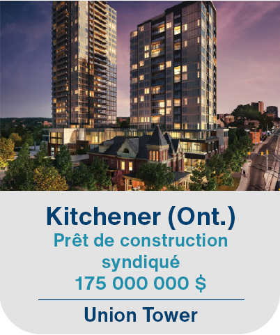 Kitchener (Ont.) Prêt de construction syndiqué 175 000 000$ Union Tower